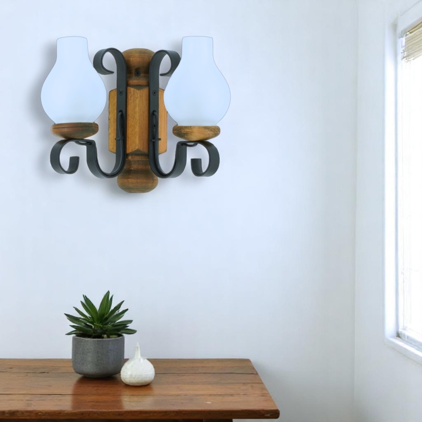 Brilagi - Φωτιστικό τοίχου RUSTIC 2xE14/40W/230V οξιά