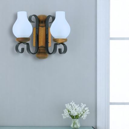 Brilagi - Φωτιστικό τοίχου RUSTIC 2xE14/40W/230V οξιά