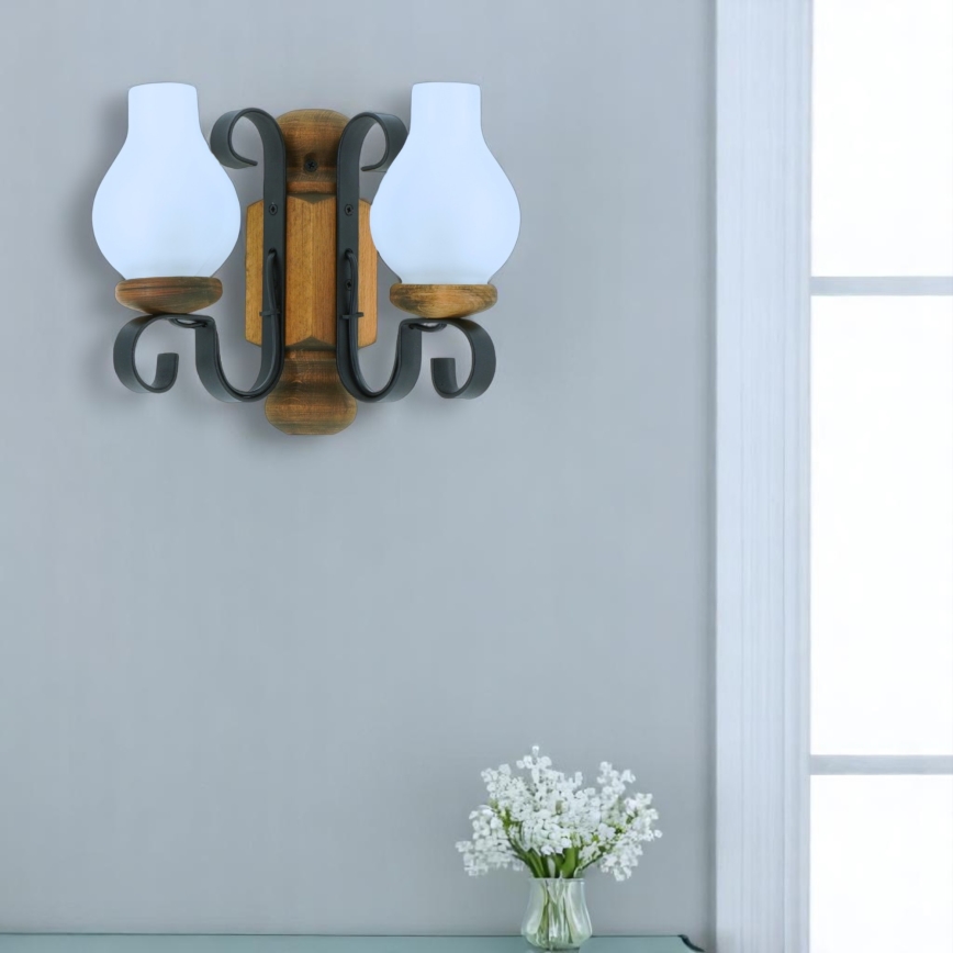 Brilagi - Φωτιστικό τοίχου RUSTIC 2xE14/40W/230V οξιά