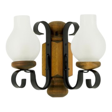 Brilagi - Φωτιστικό τοίχου RUSTIC 2xE14/40W/230V οξιά/καρυδιά