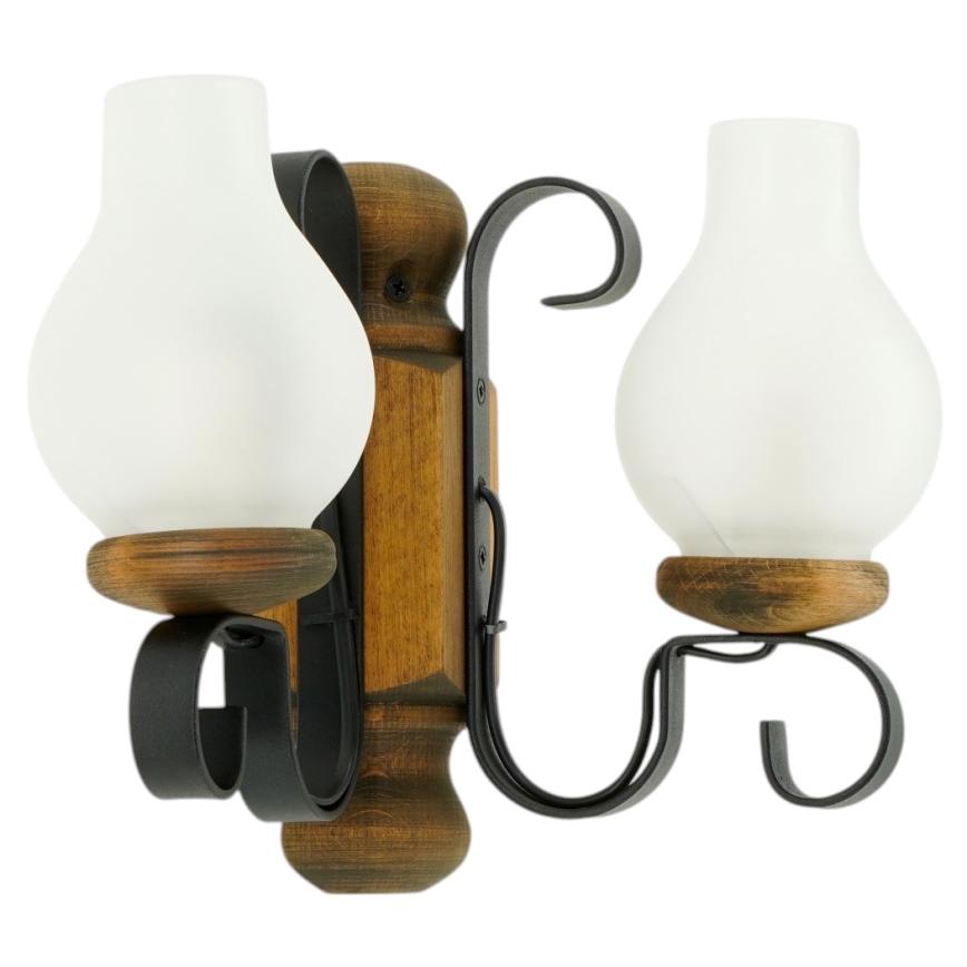 Brilagi - Φωτιστικό τοίχου RUSTIC 2xE14/40W/230V οξιά/καρυδιά