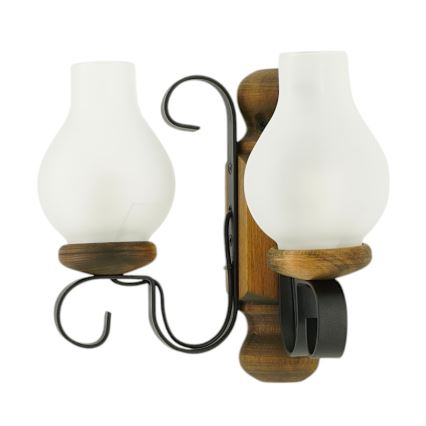 Brilagi - Φωτιστικό τοίχου RUSTIC 2xE14/40W/230V οξιά/καρυδιά