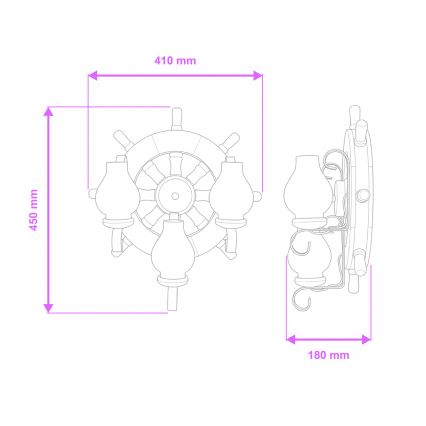 Brilagi - Φωτιστικό τοίχου TIMONA 3xE14/40W/230V οξιά/καρυδιά