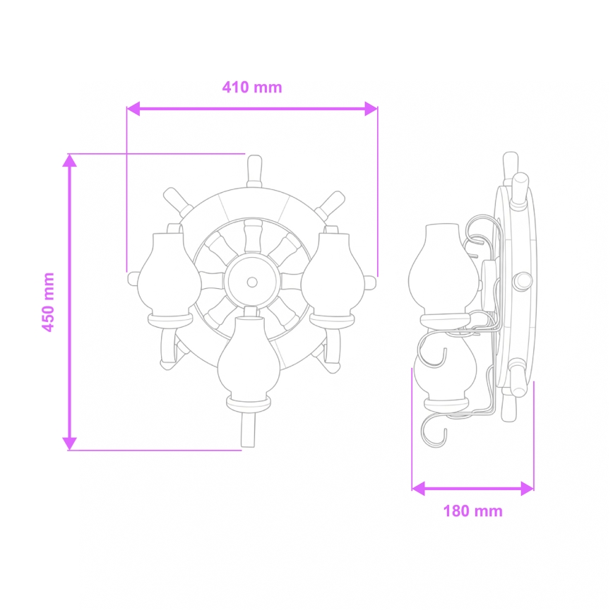 Brilagi - Φωτιστικό τοίχου TIMONA 3xE14/40W/230V οξιά/καρυδιά