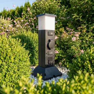 Brilagi - Φωτιστικό εξωτερικού χώρου με 2 πρίζες SCHUKO 1xE14/15W/230V IP44 μαύρο