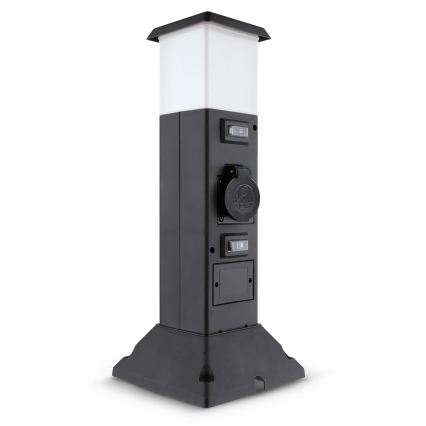 Brilagi - Φωτιστικό εξωτερικού χώρου με 2 πρίζες SCHUKO 1xE14/15W/230V IP44 μαύρο