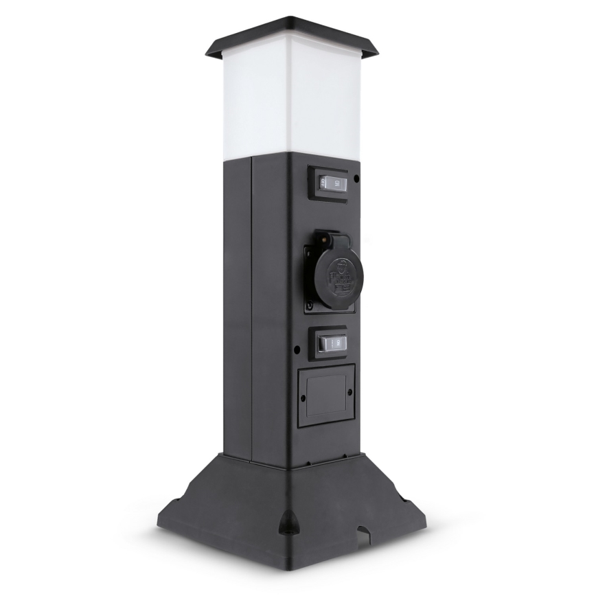 Brilagi - Φωτιστικό εξωτερικού χώρου με 2 πρίζες SCHUKO 1xE14/15W/230V IP44 μαύρο