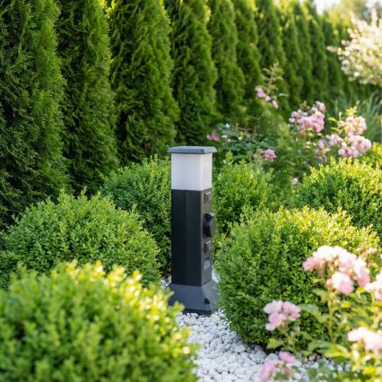 Brilagi - Φωτιστικό εξωτερικού χώρου με 2 πρίζες SCHUKO 1xE14/15W/230V IP44 μαύρο