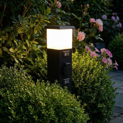 Brilagi - Φωτιστικό εξωτερικού χώρου με 2 πρίζες SCHUKO 1xE14/15W/230V IP44 μαύρο