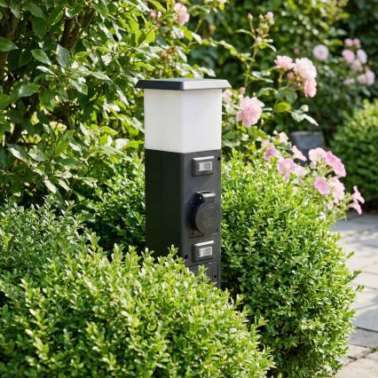 Brilagi - Φωτιστικό εξωτερικού χώρου με 2 πρίζες SCHUKO 1xE14/15W/230V IP44 μαύρο