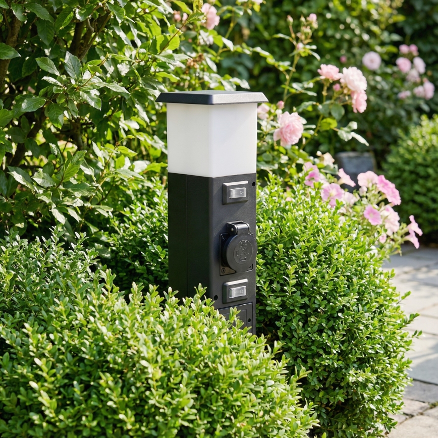 Brilagi - Φωτιστικό εξωτερικού χώρου με 2 πρίζες SCHUKO 1xE14/15W/230V IP44 μαύρο