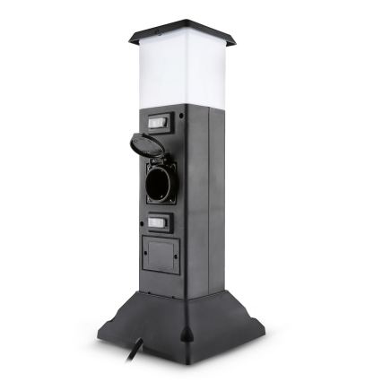 Brilagi - Φωτιστικό εξωτερικού χώρου με 2 πρίζες SCHUKO 1xE14/15W/230V IP44 μαύρο