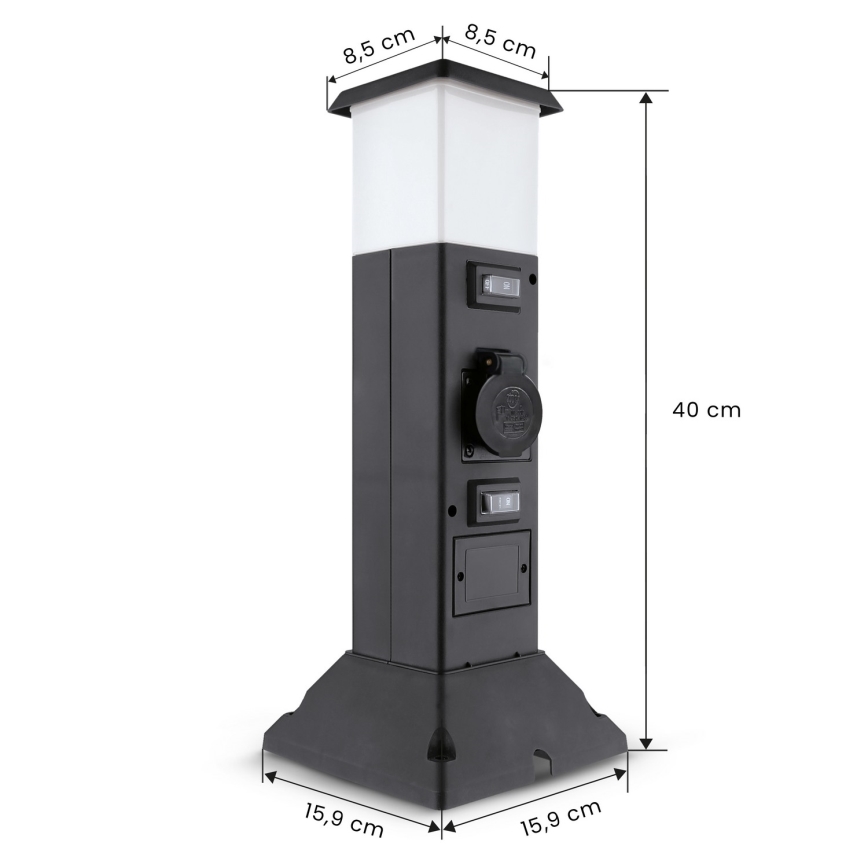Brilagi - Φωτιστικό εξωτερικού χώρου με 2 πρίζες SCHUKO 1xE14/15W/230V IP44 μαύρο