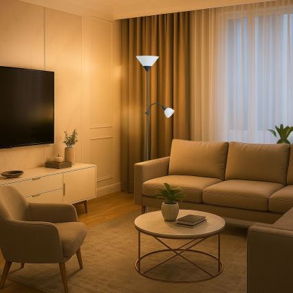 Brilagi - Φωτιστικό δαπέδου ARIANA 1xE27/100W/230V + 1xE14/25W μαύρο