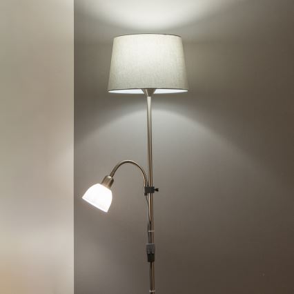 Brilagi - Φωτιστικό δαπέδου CERIA 1xE27/100W/230V + 1xE14/25W ματ χρώμιο/γκρι