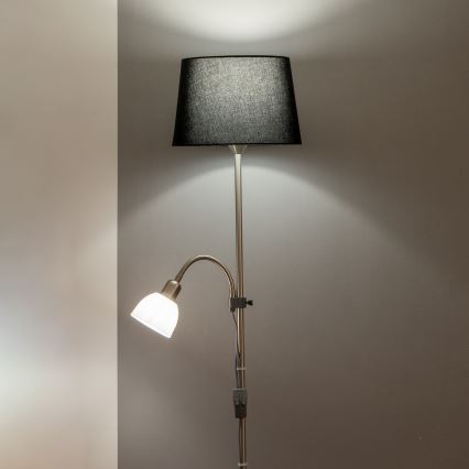 Brilagi - Φωτιστικό δαπέδου CERIA 1xE27/100W/230V + 1xE14/25W ματ χρώμιο/μαύρο