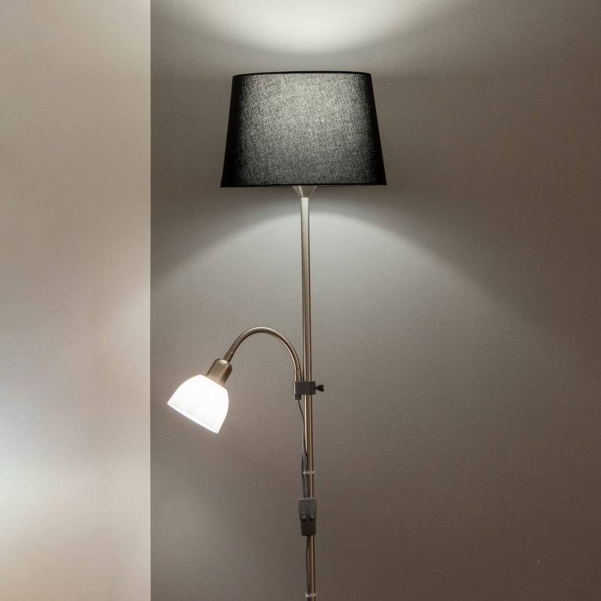 Brilagi - Φωτιστικό δαπέδου CERIA 1xE27/100W/230V + 1xE14/25W ματ χρώμιο/μαύρο