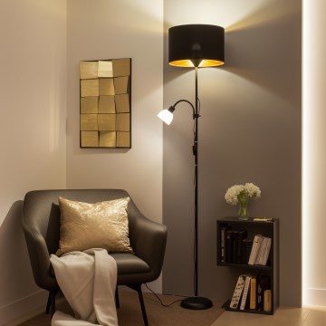 Brilagi - Φωτιστικό δαπέδου CERIA 2 σε 1 1xE27/100W/230V + 1xE14/25W μαύρο