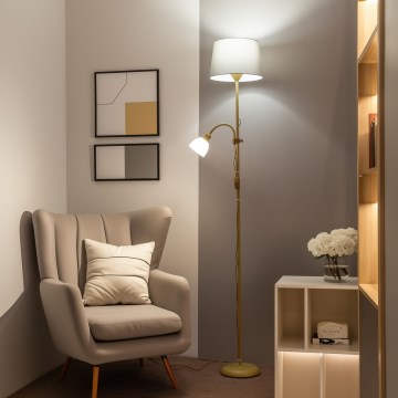 Brilagi - Φωτιστικό δαπέδου CERIA 2 σε 1 1xE27/100W/230V + 1xE14/25W χρυσό/γκρι