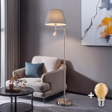 BRILAGI - Φωτιστικό δαπέδου LED CERIA 1xE27/60W/230V + LED/2,1W Ø 45 εκ. ματ χρώμιο/γκρί