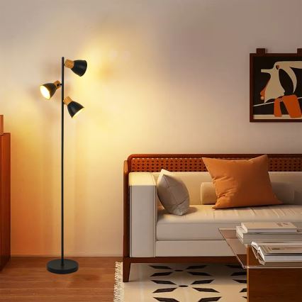 Brilagi - Φωτιστικό δαπέδου ODENSE 3xE14/10W/230V ξύλο/μαύρο