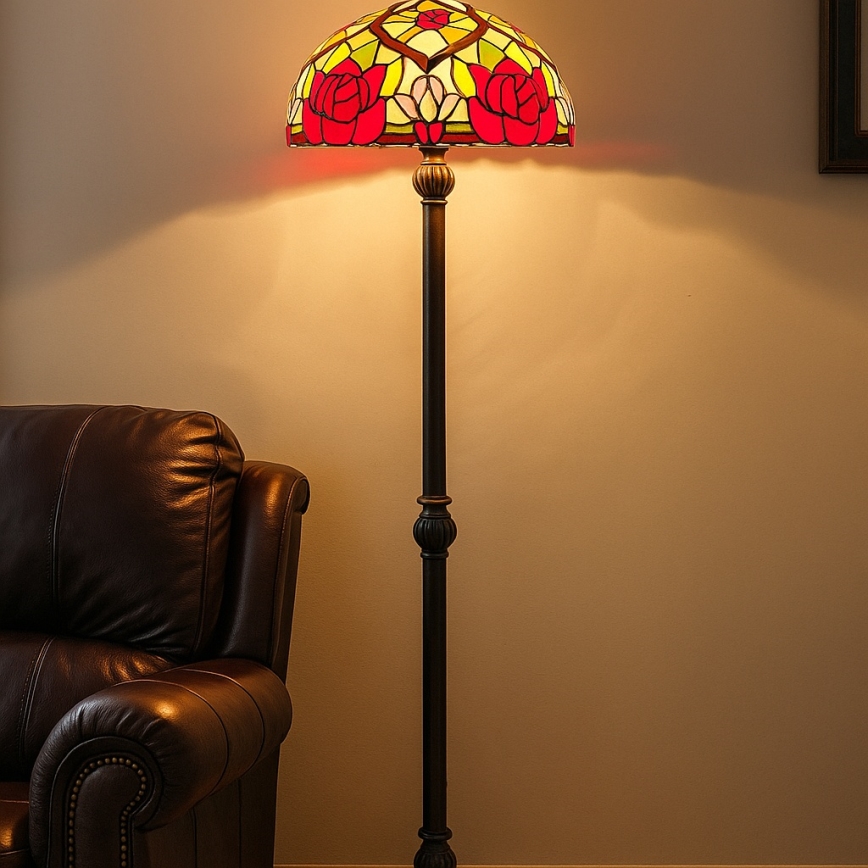 Brilagi - Φωτιστικό δαπέδου Tiffany με βιτρώ GARLAN 2xE27/60W/230V