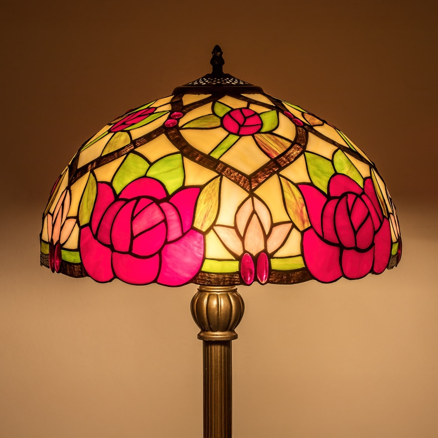 Brilagi - Φωτιστικό δαπέδου Tiffany με βιτρώ GARLAN 2xE27/60W/230V