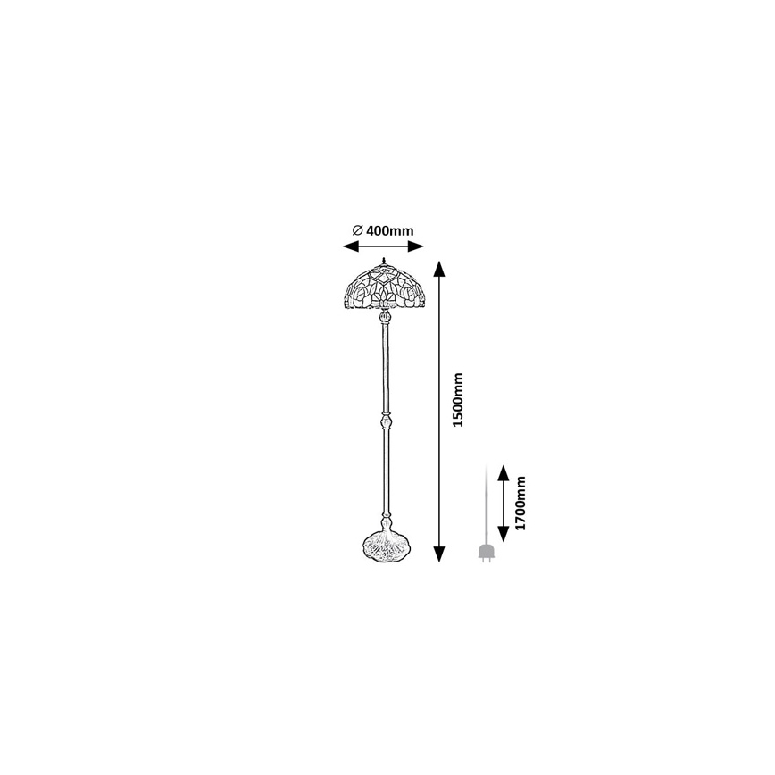 Brilagi - Φωτιστικό δαπέδου Tiffany με βιτρώ GARLAN 2xE27/60W/230V
