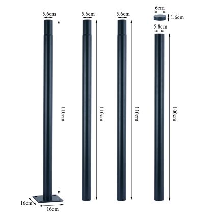 Brilagi - Φωτιστικό δρόμου LED με στύλο 4 m URBANSPARK LED/120W/230V ανθρακί IP65