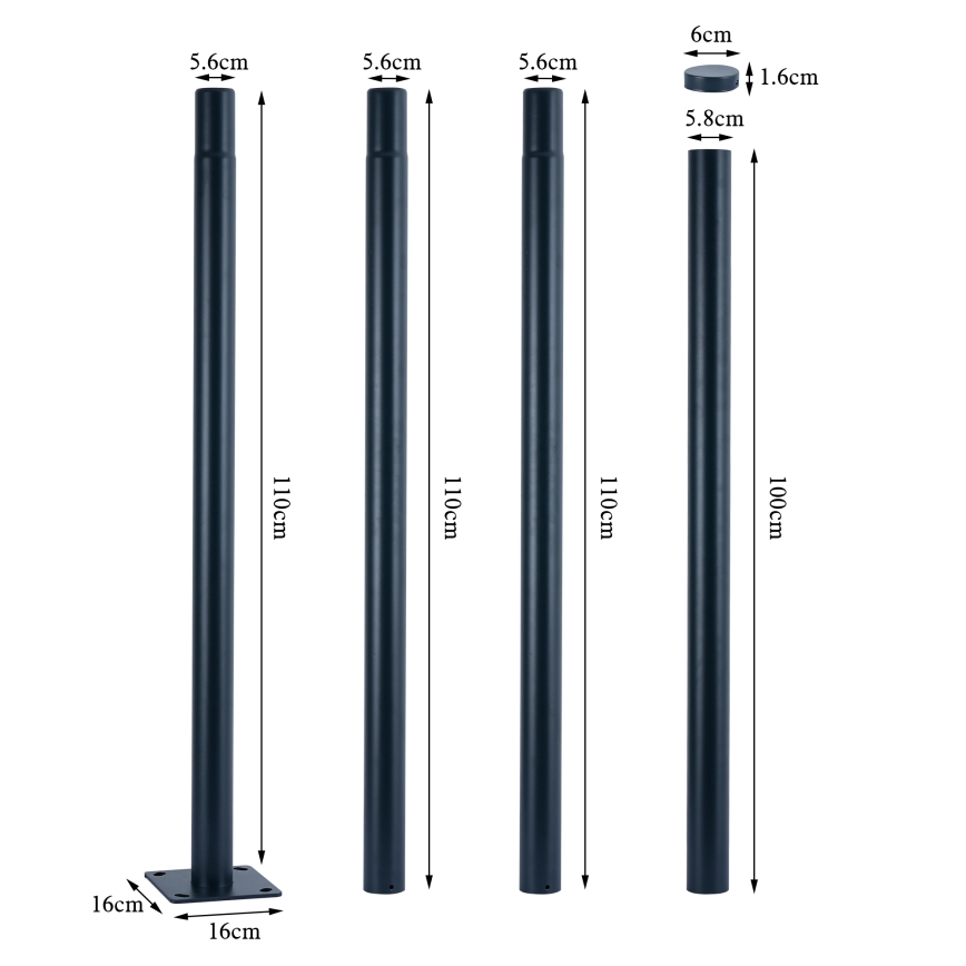 Brilagi - Φωτιστικό δρόμου LED με στύλο 4 m URBANSPARK LED/120W/230V ανθρακί IP65