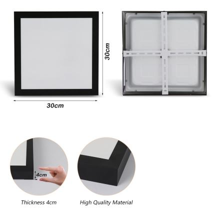 Brilagi - Φωτιστικό οροφής μπάνιου LED FRAME LED/24W/230V 30x30 cm 3000/4000/6000K IP44 μαύρο