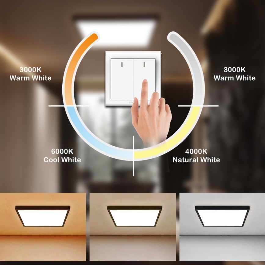 Brilagi - Φωτιστικό οροφής μπάνιου LED FRAME LED/50W/230V 60x60 cm 3000/4000/6000K IP44 μαύρο