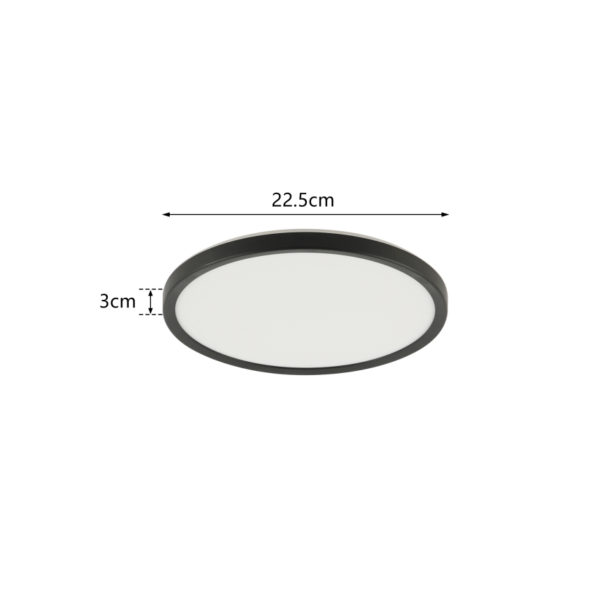 Brilagi - Φωτιστικό οροφής μπάνιου LED ULTRA SLIM LED/12W/230V διάμετρος 22,5 cm μαύρο IP54