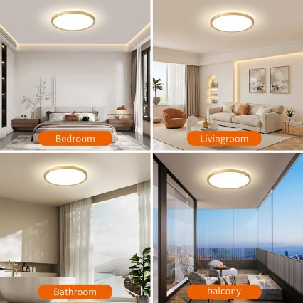 Brilagi - LED Φωτιστικό οροφής μπάνιου ULTRA SLIM LED/24W/230V Ø 42 cm χρυσό IP54
