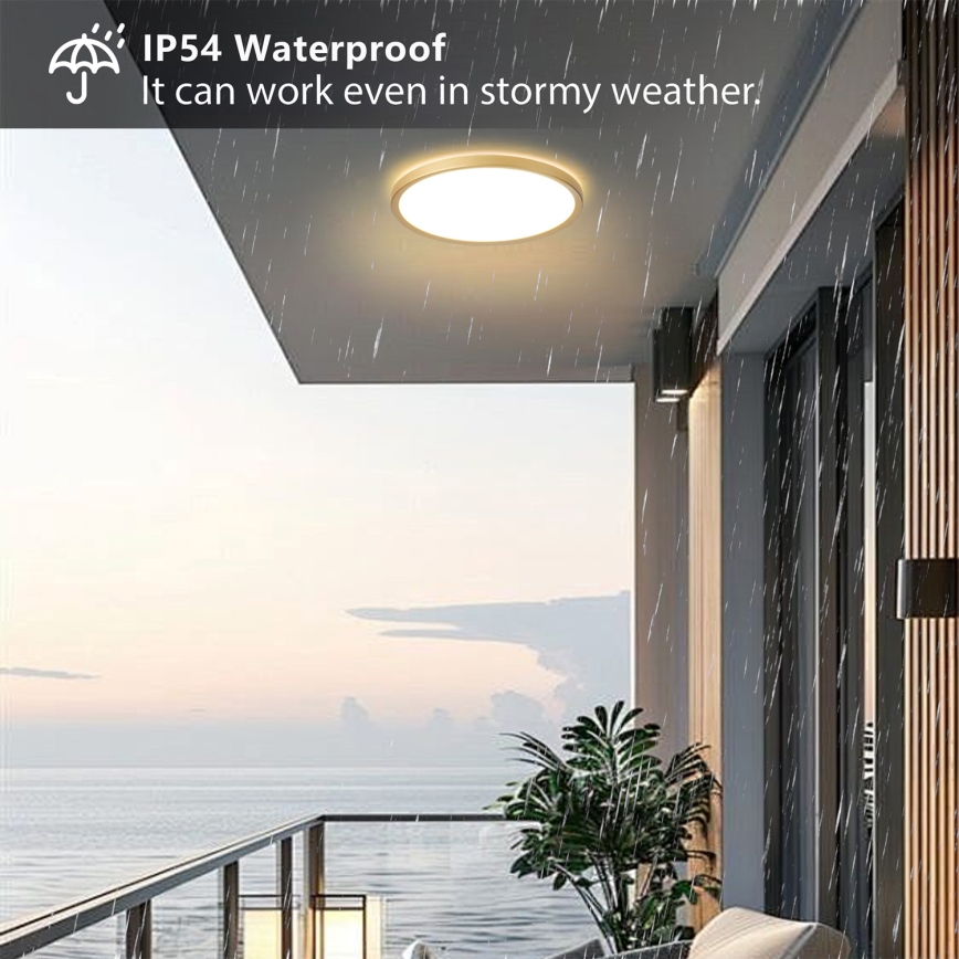 Brilagi - LED Φωτιστικό οροφής μπάνιου ULTRA SLIM LED/24W/230V Ø 42 cm χρυσό IP54