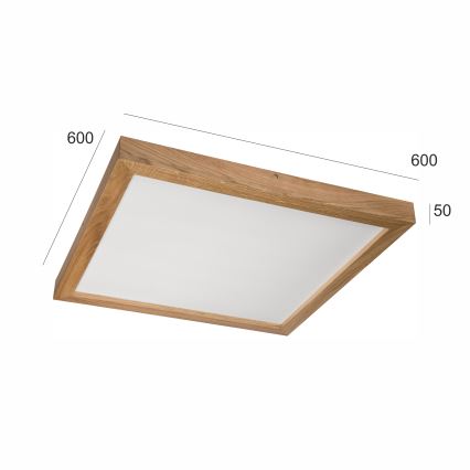 Brilagi - Φωτιστικό οροφής LED για μπάνιο WOODY FRAME, 50W/230V, 60x60 cm, IP44, σε απόχρωση δρυός