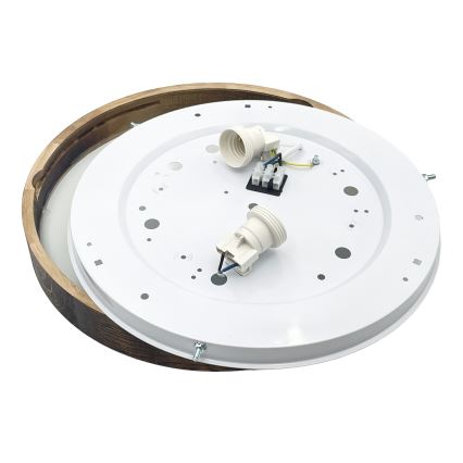 Brilagi - Φωτιστικό οροφής CARVALHO SLIM SMOKEY 2xE27/60W/230V από δρυς, διάμ. 37,5 εκ.