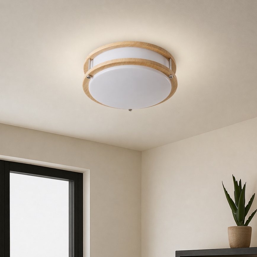 Brilagi - Φωτιστικό οροφής ELARO 2xE27/40W/230V Ø 26 cm με ξύλινο φινίρισμα