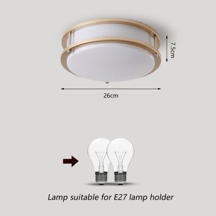 Brilagi - Φωτιστικό οροφής ELARO 2xE27/40W/230V Ø 26 εκ. χρυσό