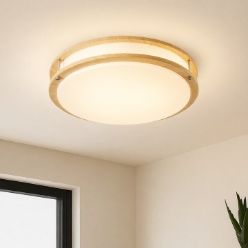 Brilagi - Φωτιστικό οροφής ELARO 4xE27/40W/230V Ø 41 cm φινίρισμα ξύλου