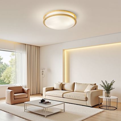 Brilagi - Φωτιστικό οροφής ELARO 4xE27/40W/230V Ø 41 cm φινίρισμα ξύλου
