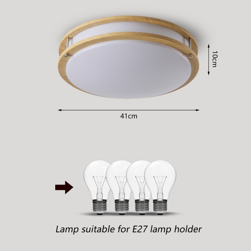 Brilagi - Φωτιστικό οροφής ELARO 4xE27/40W/230V Ø 41 cm φινίρισμα ξύλου