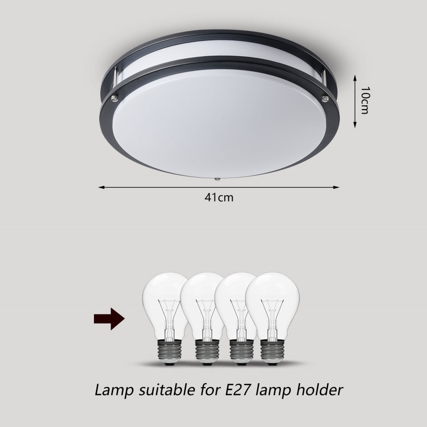Brilagi - Φωτιστικό οροφής ELARO 4xE27/40W/230V, διάμ. 41 cm, μαύρο