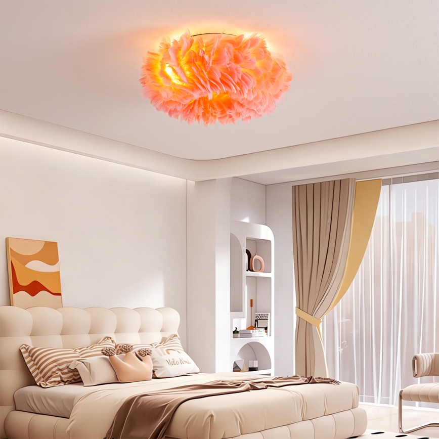 BRILAGI - Φωτιστικό οροφής FEATHER 3xE27/40W/230V διάμ. 40 cm ροζ