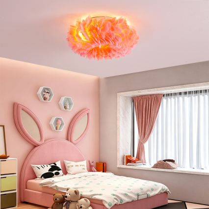 BRILAGI - Φωτιστικό οροφής FEATHER 3xE27/40W/230V διάμ. 40 cm ροζ