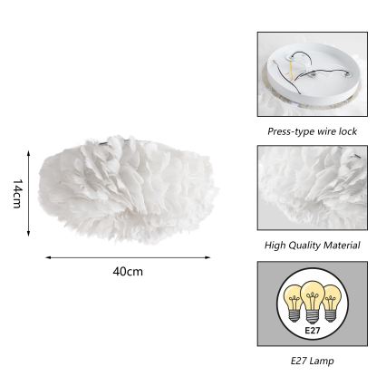 Brilagi - Φωτιστικό οροφής FEATHER 3xE27/40W/230V, διάμετρος 40 cm, λευκό