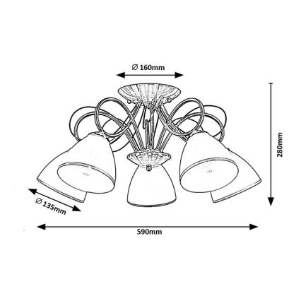 Brilagi - Φωτιστικό οροφής FRED 5xE27/60W/230V διάμ. 59 cm μπρονζέ