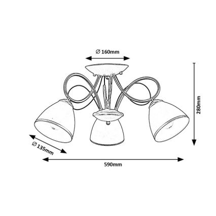 Brilagi - Φωτιστικό οροφής FRED στερεούμενο 3xE27/60W/230V Ø 59 cm χρυσό