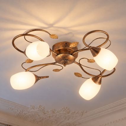 BRILAGI - Φωτιστικό οροφής GRACE 4xE27/40W/230V Ø 68 εκ. πατίνα/χάλκινο