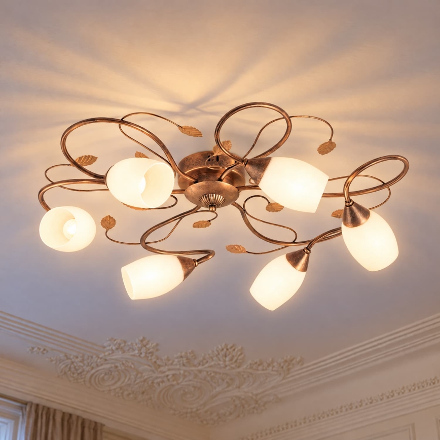 BRILAGI - Φωτιστικό οροφής GRACE 6xE27/40W/230V Ø 79 cm πατίνα/χάλκινο